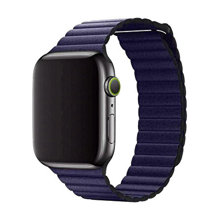 E2M APPLE WATCH 42-44MM KRD-06 DERİ BÜKME LACİVERT KORDON