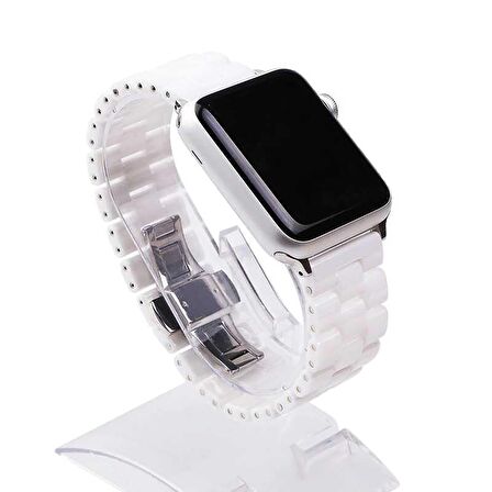 E2M Apple Watch Uyumlu 42-44MM KRD-08 SERAMIK BEYAZ KORDO 