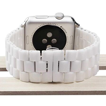 E2M Apple Watch Uyumlu 42-44MM KRD-08 SERAMIK BEYAZ KORDO 