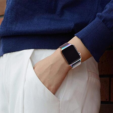E2M Apple Watch Uyumlu 38-40MM KRD-01 METAL HASIR KIRMIZI 