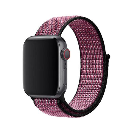 E2M Apple Watch Uyumlu 38-40MM KRD-03 HASIR BORDO KORDON 