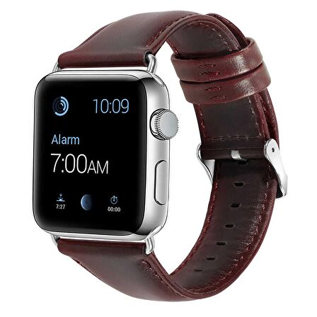 E2M Apple Watch Uyumlu 38-40MM KRD-10 DERI BORDO KORDON 