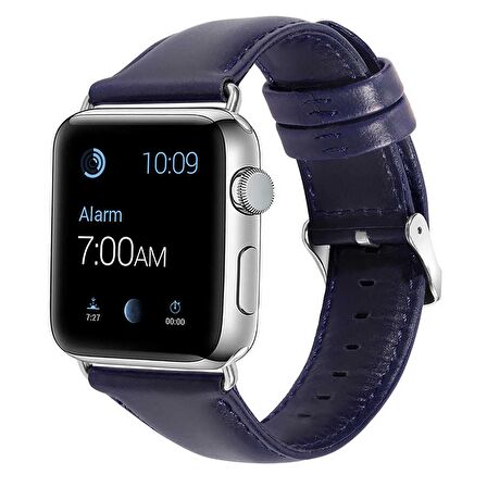 E2M Apple Watch Uyumlu 38-40MM KRD-10 DERI LACIVERT KORDO 