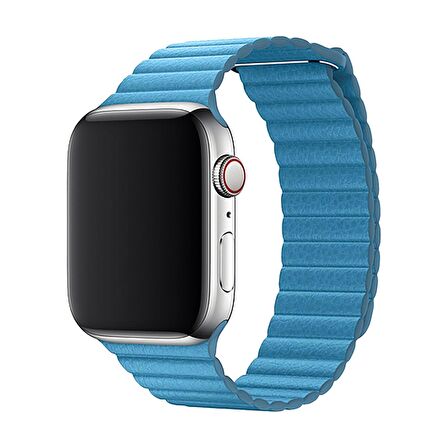 E2M Apple Watch Uyumlu 42-44MM KRD-06 DERI BÜKME MAVİ KORDON 