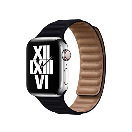 E2M Apple Watch Uyumlu 38-40mm KRD-14 Deri Lacivert Kordo 