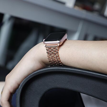 E2M Apple Watch Uyumlu 42-44mm KRD-16 Metal Siyah Kordon 