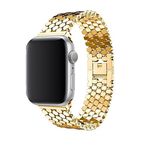 E2M Apple Watch Uyumlu 42-44mm KRD-16 Metal Gold Kordon 