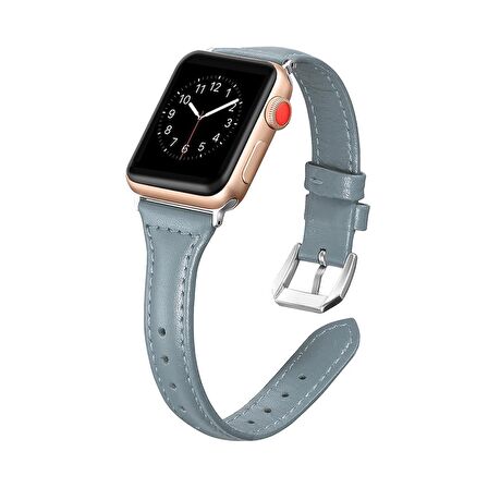E2M Apple Watch Uyumlu 42-44mm KRD-13 Deri Mavi Kordon 