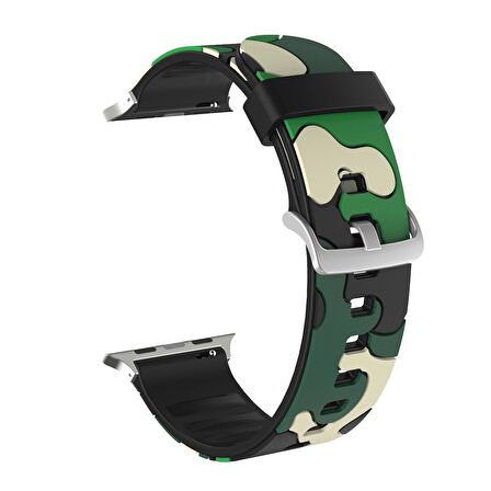 E2M Apple Watch Uyumlu 38-40mm KRD-24 Kamuflaj Yeşil Kord 