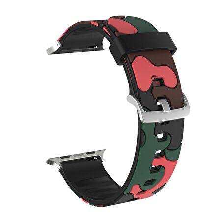 E2M Apple Watch Uyumlu 38-40mm KRD-24 Kamuflaj Kırmızı Ko 