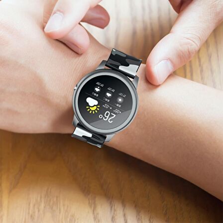 E2M Huawei Watch 22mm KRD-24 Kamuflaj Mavi Kordon 
