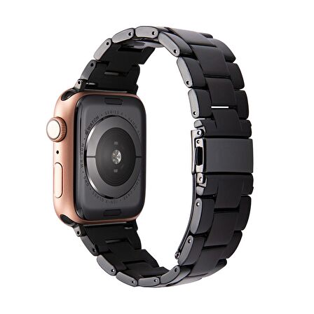 E2M Apple Watch Uyumlu 42-44mm KRD-25 Resin Siyah Kordon 