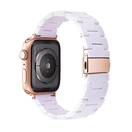 E2M Apple Watch Uyumlu 42-44mm KRD-25 Resin Beyaz Kordon 