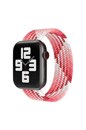 E2m Apple Watch Uyumlu 42-44mm Krd-15 Örgü Spor Pembe Kordon S Beden 