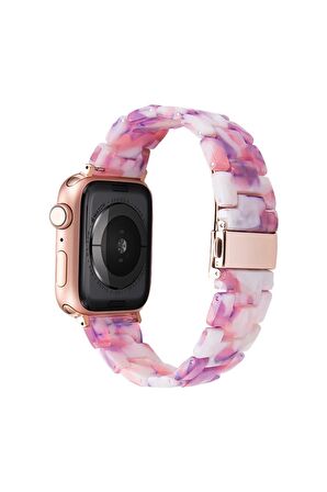 E2m Apple Watch Uyumlu 42-44mm Krd-25 Resin Açık Pembe Kordon 