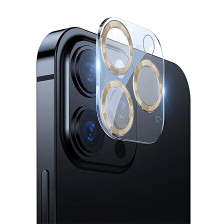 BİNANO IPHONE 12 PRO 3D PRO RETRO GOLD CAMERA KORU