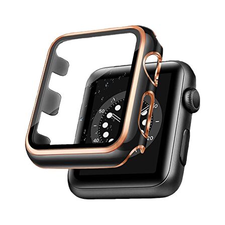 E2M Apple Watch Uyumlu 38MM STAR KASA VE EKRAN KORUYUCU ROSE GOLD 