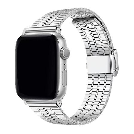E2M Apple Watch Uyumlu 38-40-41MM KRD-29 METAL GÜMÜŞ KORD 
