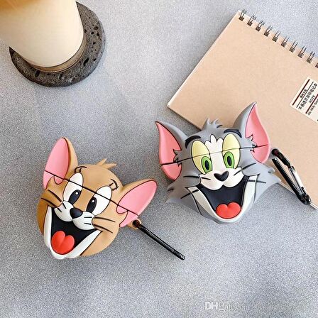 E2M AIRPODS 1-2 KILIF TOM VE JERRY GRİ