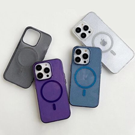 BİKAPAK MAGFIT IPHONE 15 PRO YALDIZLI MOR KAPAK