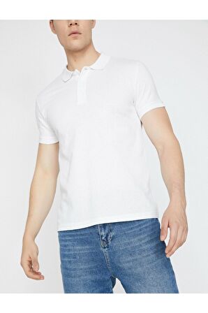 Erkek Beyaz Polo Yaka Kısa Kollu T-Shirt 9YAM11490LK