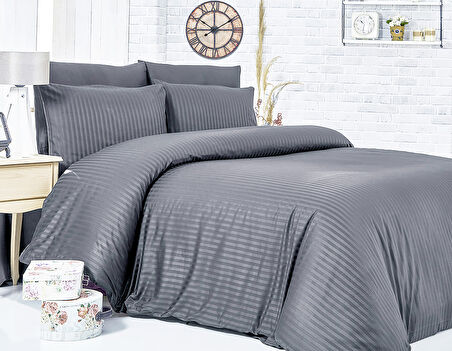 Komfort Home Çift Kişilik Çizgili Pamuk Saten Nevresim Takımı