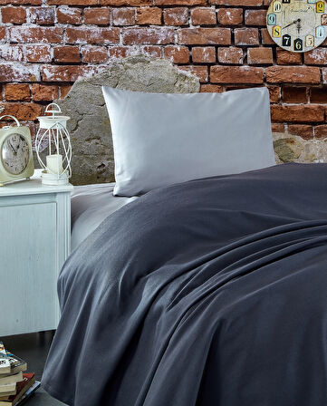 Komfort Home Tek Kişilik Ranforce %100 Pamuk Pike / Antrasit