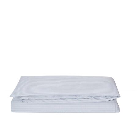 Komfort Home Tek Kişilik Çizgili Pamuk Saten Nevresim / Açık Gri