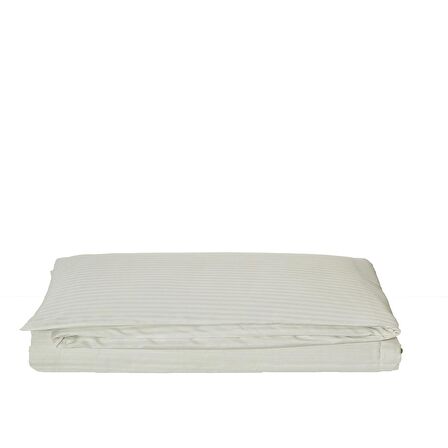 Komfort Home Çift Kişilik Çizgili Pamuk Saten Nevresim / Krem
