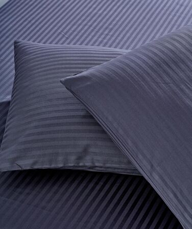 Komfort Home Çizgili Pamuk Saten Yastık Kılıfı / Antrasit (2 Adet)