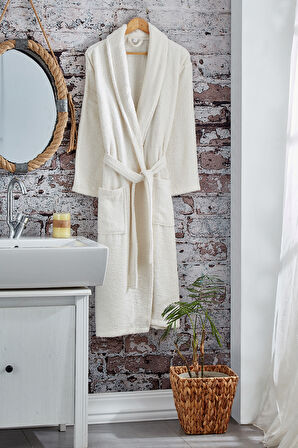 Komfort Home Pamuklu Bornoz - M Beden - Ekru