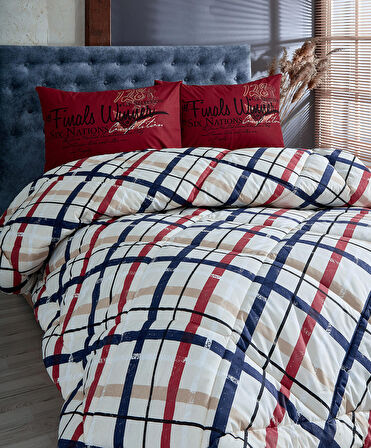 Komfort Home Tek Kişilik Baskılı Pamuklu Silikon Yorgan + Yastık / P1