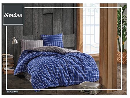Komfort Home Çift Kişilik Ranforce Nevresim Takımı / Ekose Mavi