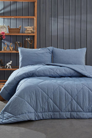 Komfort Home Battal Boy %100 Pamuk Kumaş Yorgan / Mavi