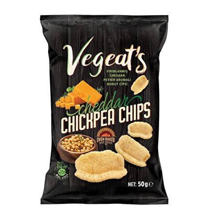 Cheddar Peynir Aromalı Fırınlanmış Nohut Cipsi (50 gr) - Vegeat's