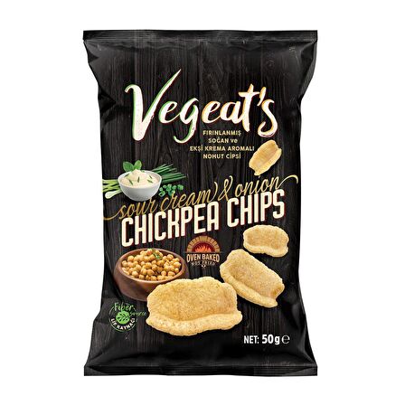 Soğan ve Ekşi Kremalı Fırınlanmış Nohut Cipsi (50 gr) - Vegeat's