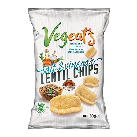 Tuzlu ve Sirkeli Fırınlanmış Mercimek Cipsi (50 gr) - Vegeat's