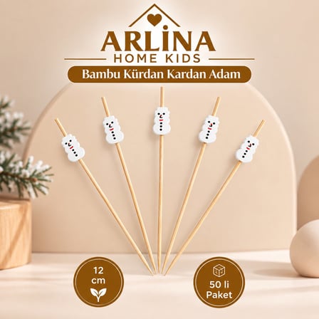 Bambu Kürdan Kardan Adam 12 CM 50'li