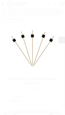 Dekoratif Küp Bambu Kürdan Siyah 12 cm 50'li paket
