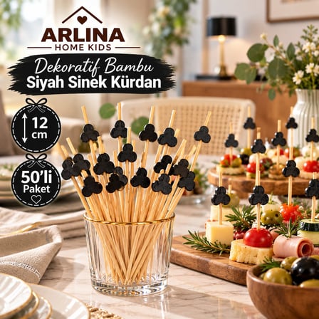 Dekoratif Bambu Siyah Sinek Kürdan 12 CM 50'li Paket