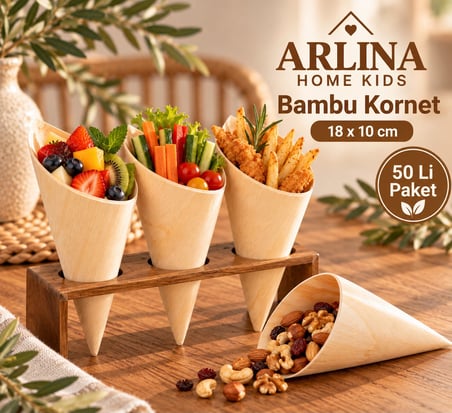 Arlina Home Kids Bambu Sunum Korneti 18x10 cm 50'li Paket