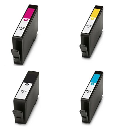 4 RENK 1 SET Hp 912XL UYUMLU KARTUŞ - Officejet Pro 8012, 8014, 8015, 8022, 8023, 8024, 8025