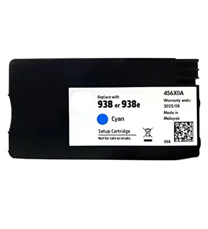 HP 938/4S6X5PE Mavi Muadil Mürekkep Kartuş Hp Pro 9720 9730