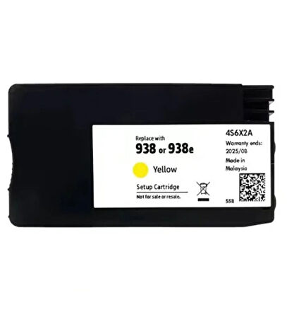 HP 938/4S6X7PE Sarı  Muadil Mürekkep Kartuş HP Pro 9720 9730