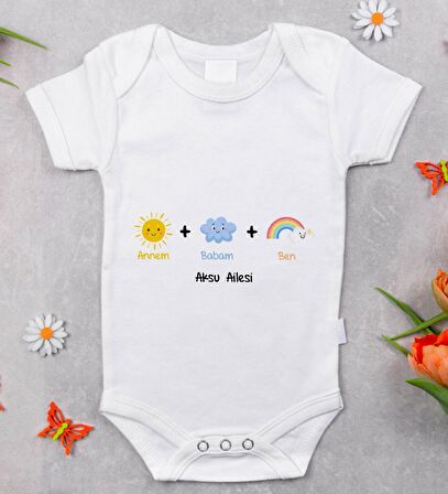 BK Kids İsimli Annem Babam Ben Tasarımlı Bebek Body Zıbın - Model 1