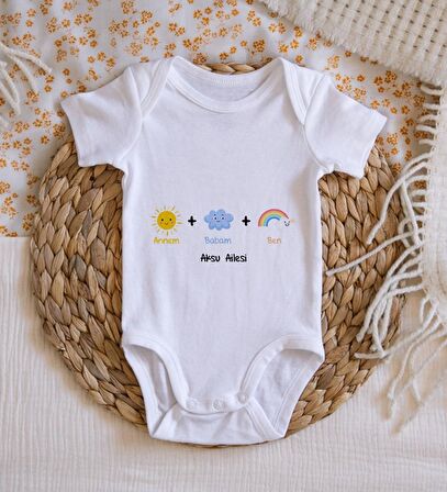 BK Kids İsimli Annem Babam Ben Tasarımlı Bebek Body Zıbın - Model 1