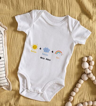 BK Kids İsimli Annem Babam Ben Tasarımlı Bebek Body Zıbın - Model 1