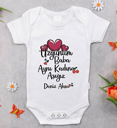 BK Kids İsimli Aynı Kadına Aşığız Tasarımlı Bebek Body Zıbın - Model 2