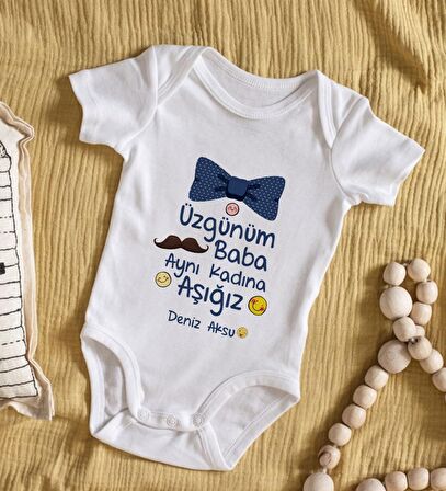BK Kids İsimli Aynı Kadına Aşığız Tasarımlı Bebek Body Zıbın - Model 1