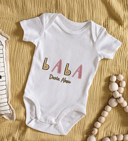 BK Kids İsimli Baba Tasarımlı Bebek Body Zıbın - Model 1